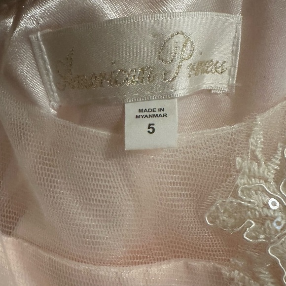 American Princess Pink Floral Dress with Pearl Detail - Picture 9 of 9